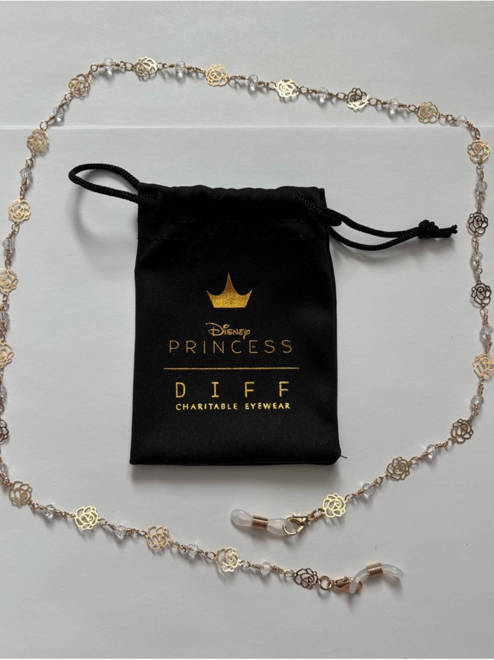 Diff Eyewear Gold and Clear Floral Beaded Eyeglass Chain